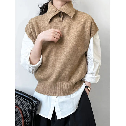 Buttoned Knit Pullover Vest