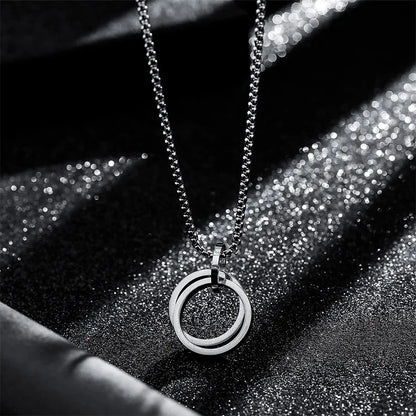 Double Ring Titanium Steel Necklace