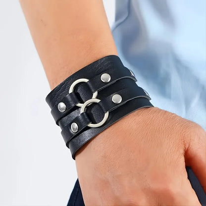 Genuine Double Layered Cowhide Leather Bracelet