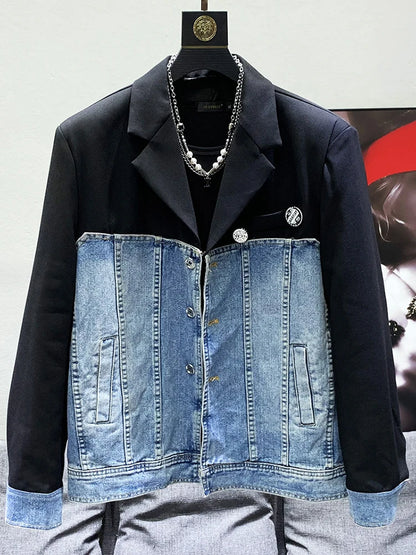 Denim Spliced Blazer