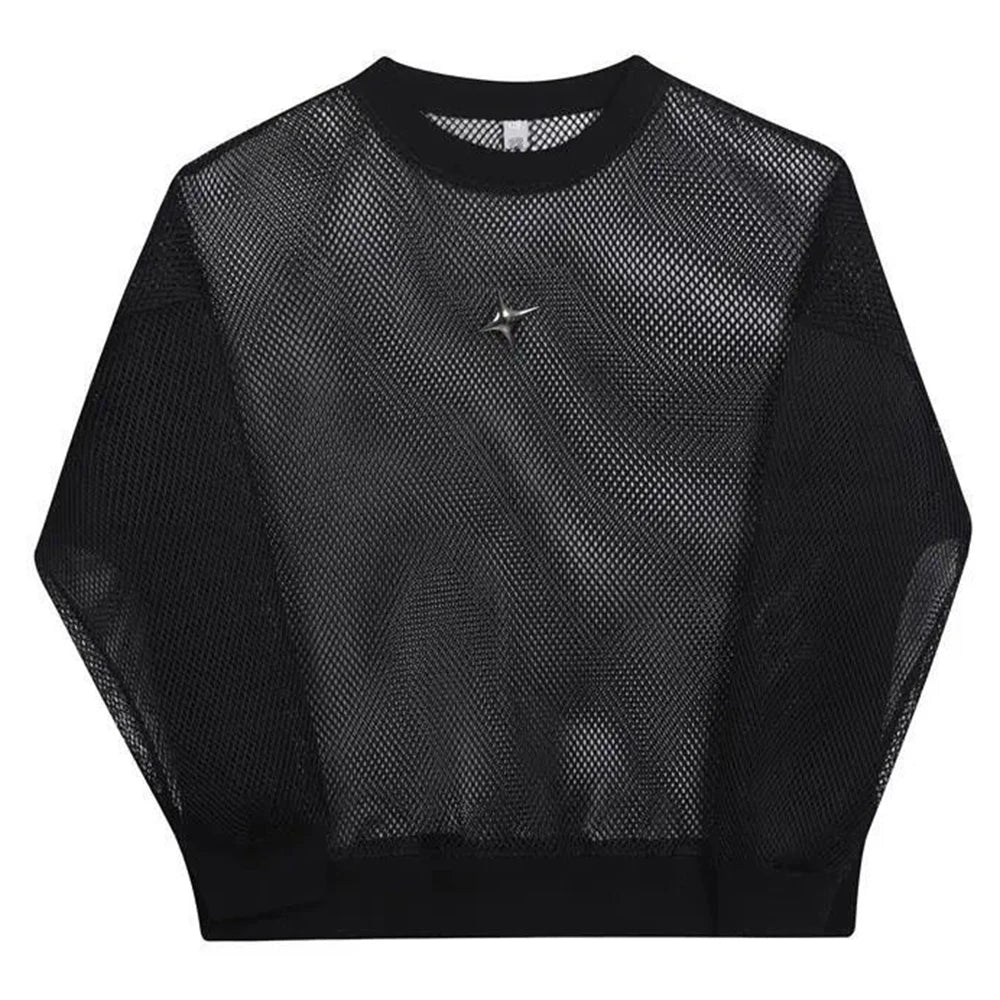 Mesh See-Through Casual Sweatshirt