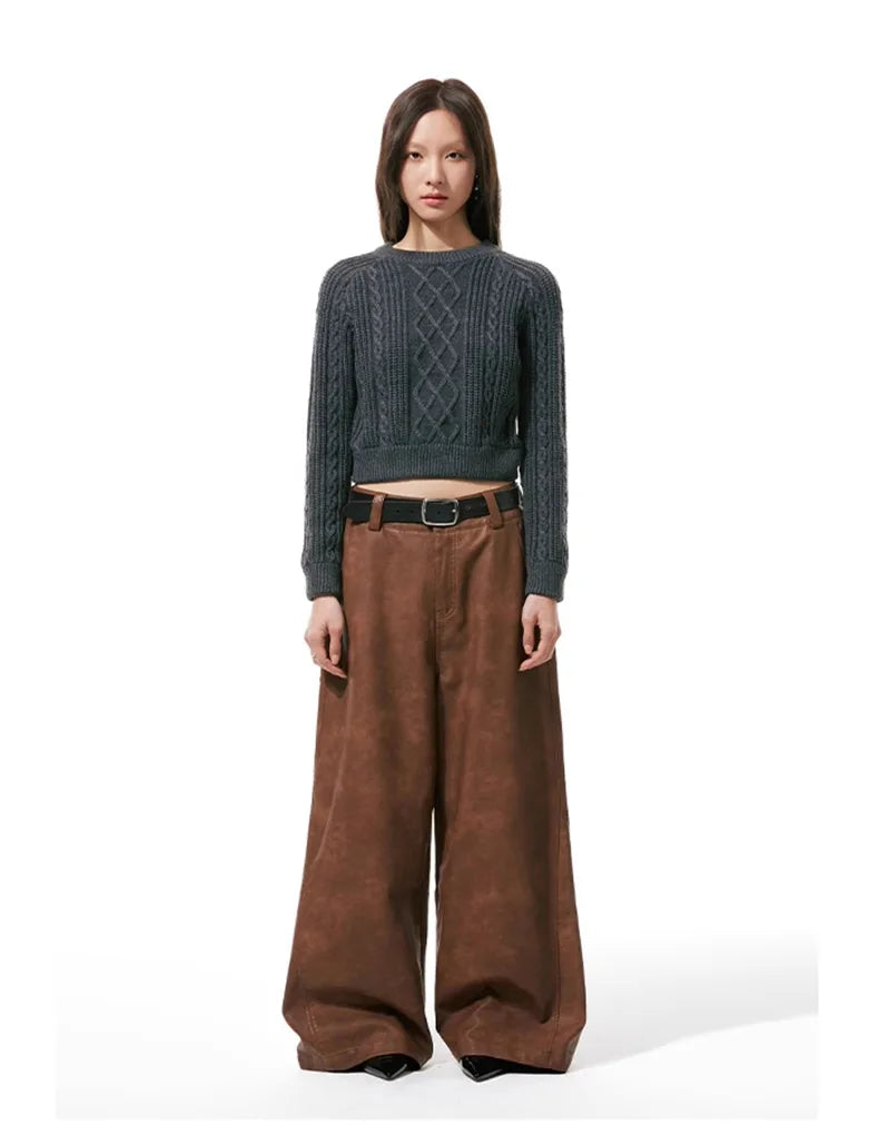 Wide Leg Faux Leather Pants