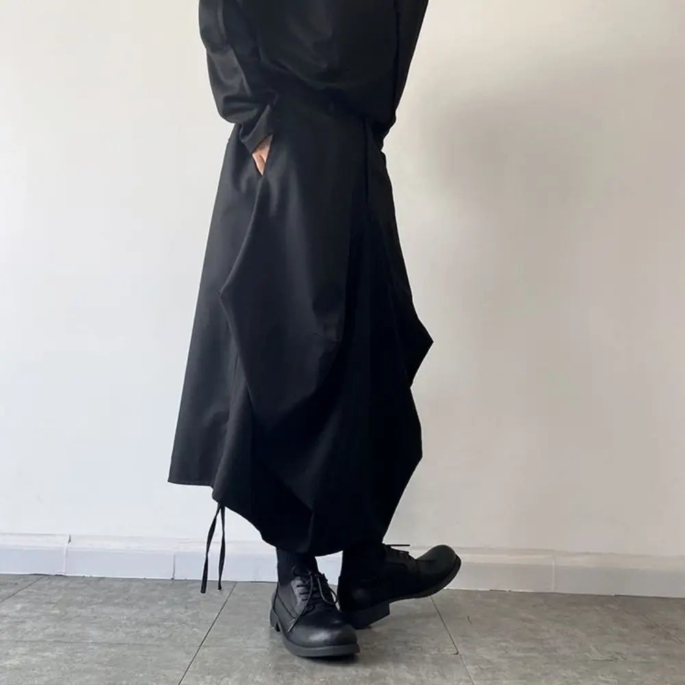 Dark Wear Irregular Stereoscopic Wide Leg Pants