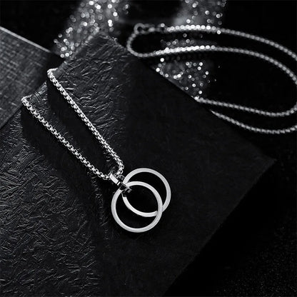 Double Ring Titanium Steel Necklace