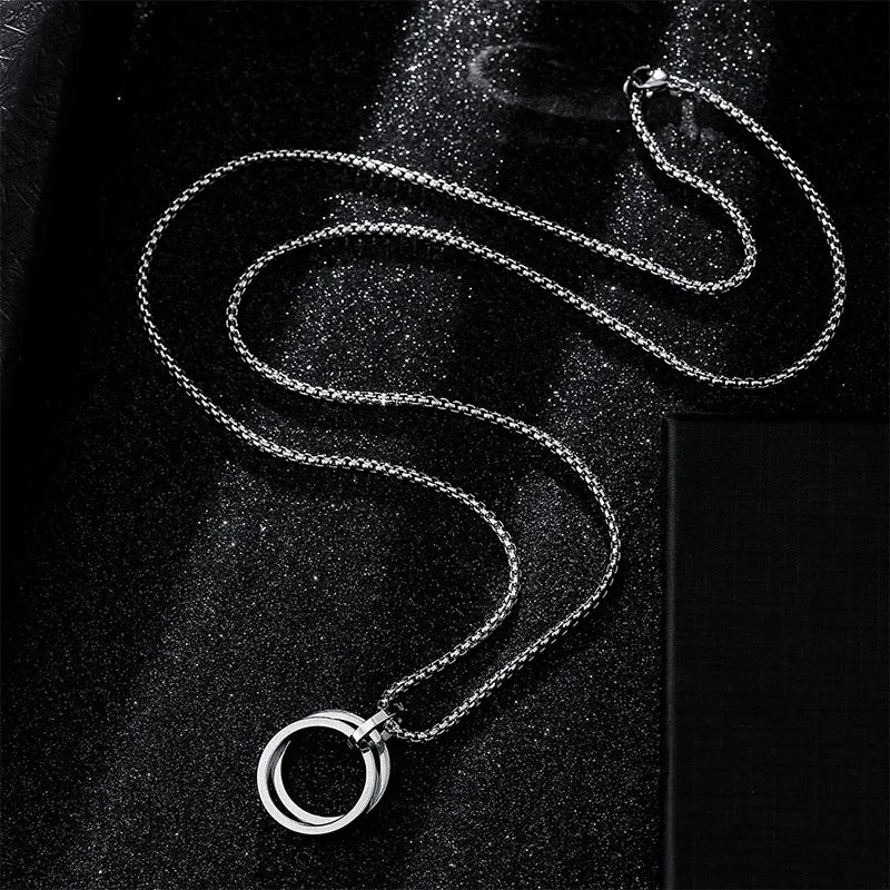 Double Ring Titanium Steel Necklace