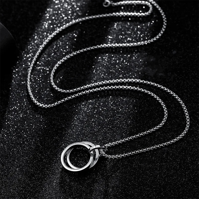 Double Ring Titanium Steel Necklace