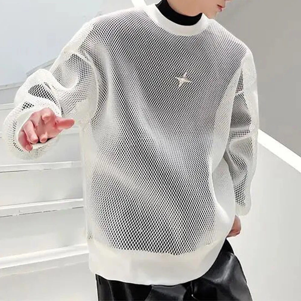 Mesh See-Through Casual Sweatshirt