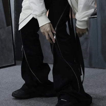 Harajuku Vibe Zippered Black Cargo Pants