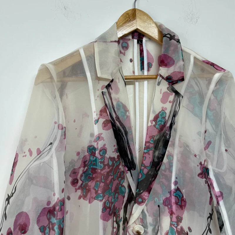 Mesh Plum Blossom Blazer