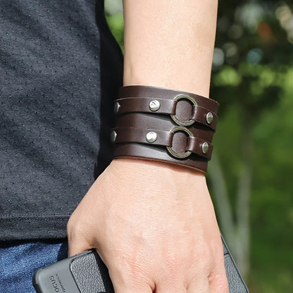 Genuine Double Layered Cowhide Leather Bracelet