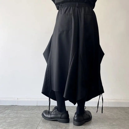 Dark Wear Irregular Stereoscopic Wide Leg Pants