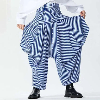 Striped Drop-Crotch Pant