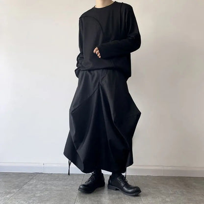 Dark Wear Irregular Stereoscopic Wide Leg Pants