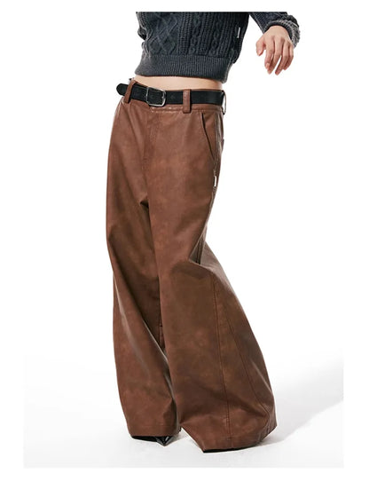 Wide Leg Faux Leather Pants