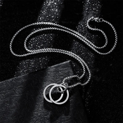 Double Ring Titanium Steel Necklace