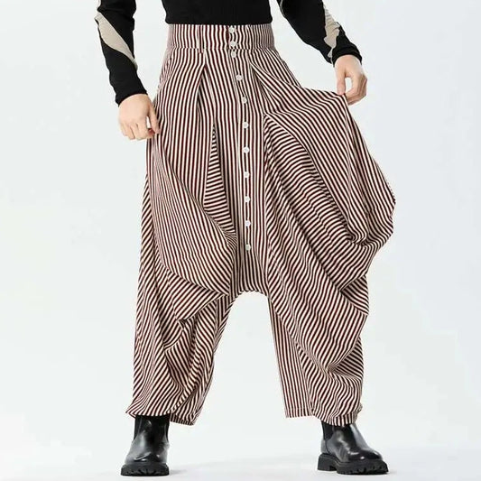 Striped Drop-Crotch Pant