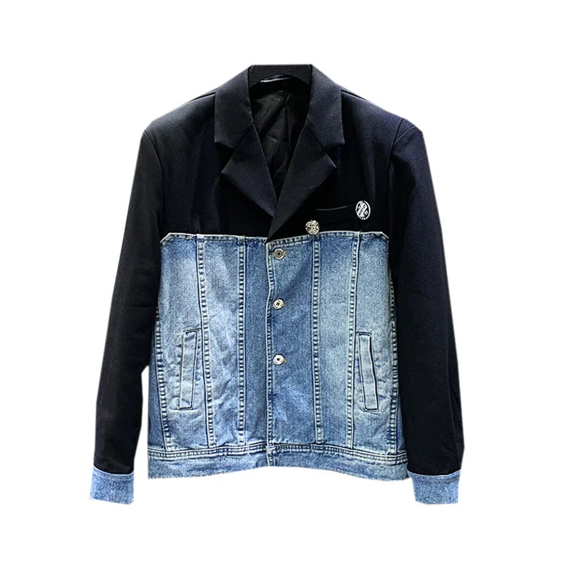 Denim Spliced Blazer