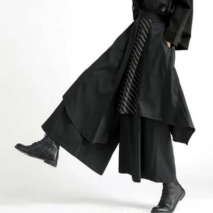 Dark Style Double Layer Irregular Skirt