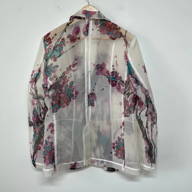 Mesh Plum Blossom Blazer