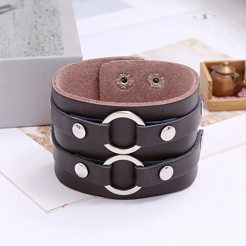 Genuine Double Layered Cowhide Leather Bracelet